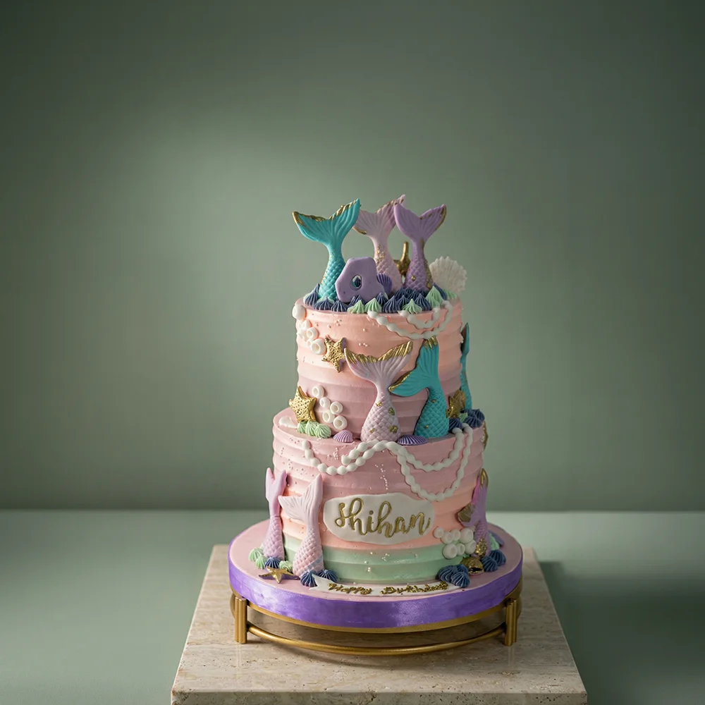 Elegant Mermaid Two Tiers Cake
