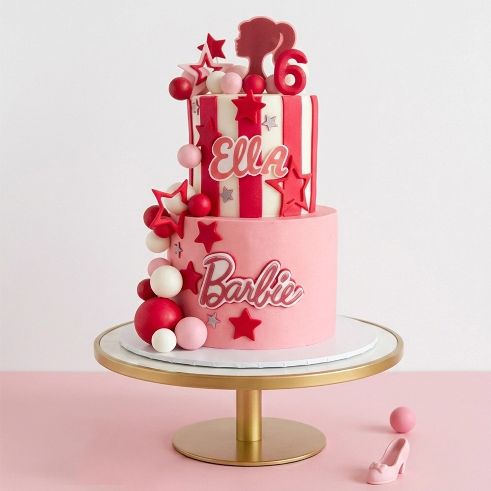 Luxury Barbie Birthday Two Tiers Cake